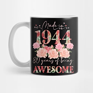 80 Year Old Made In 1944 Floral 80th Birthday Gift For Women Mug